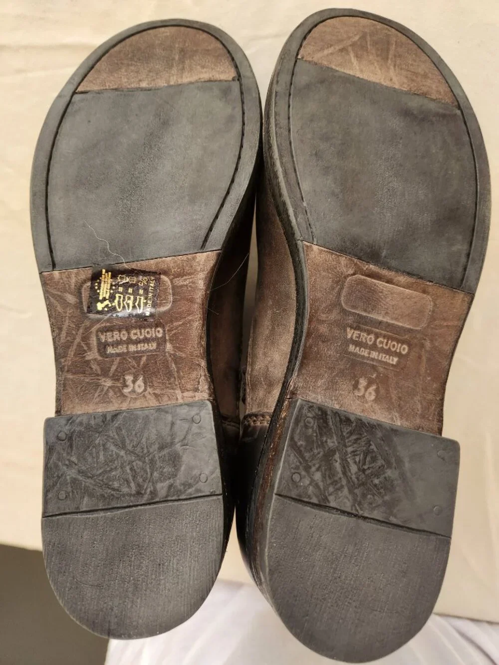 Italian Leather Distressed Ankle Boots Buckle Booties Size 36 / 6